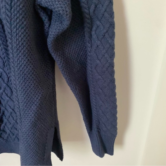 J. Crew Cotton Cable Knit Sweater Navy Blue XS - Picture 7 of 9